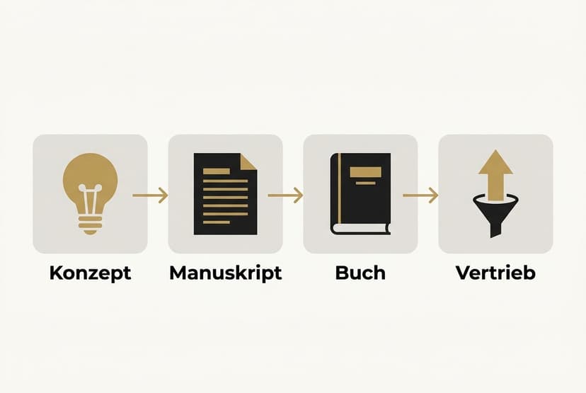 Ablauf vom Buchkonzept über das Manuskript bis zur Vertriebsintegration als System für Personal Branding