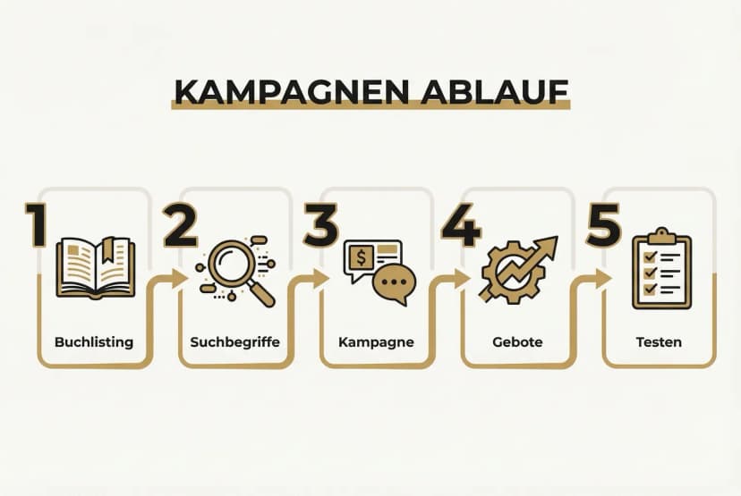 Schritt-für-Schritt-Ablauf von Listing-Vorbereitung bis Optimierung.