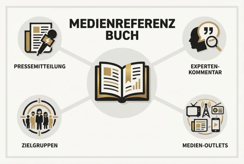 Ein Buch als zentrale Informationsquelle für Medien und Journalisten dargestellt.