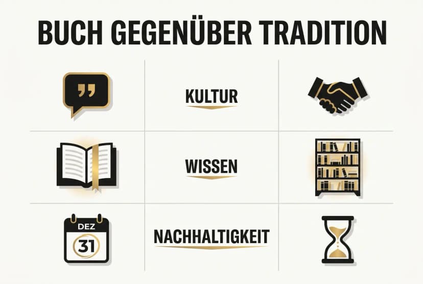 Der Vergleich zeigt prägnant: Ein Buch kann Kultur und Wissen nachhaltiger sichern als rein traditionelle Dokumenten- oder Hands-on-Übergaben.
