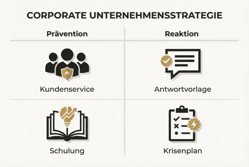 Vergleich: Was hilft vorher (Kundenservice, Schulung) und wie reagiert man danach richtig (Antwortvorlagen, Krisenplan). Praktische Gegenüberstellung für Autoren.